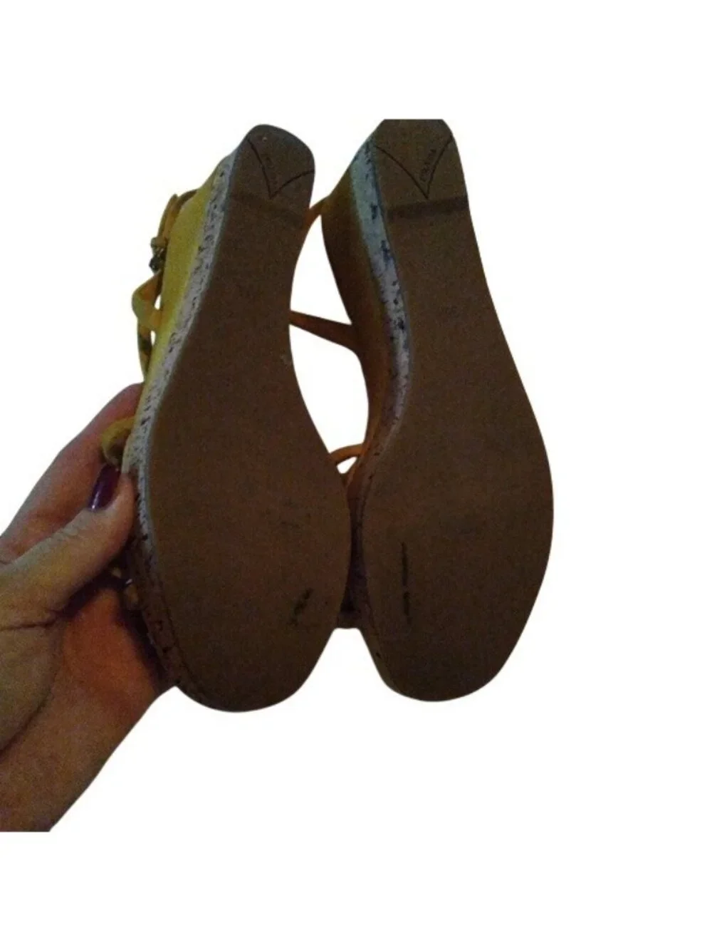 Prada Women's Golden Yellow Suede Cork Wedge Heels, 38 or size 7.5